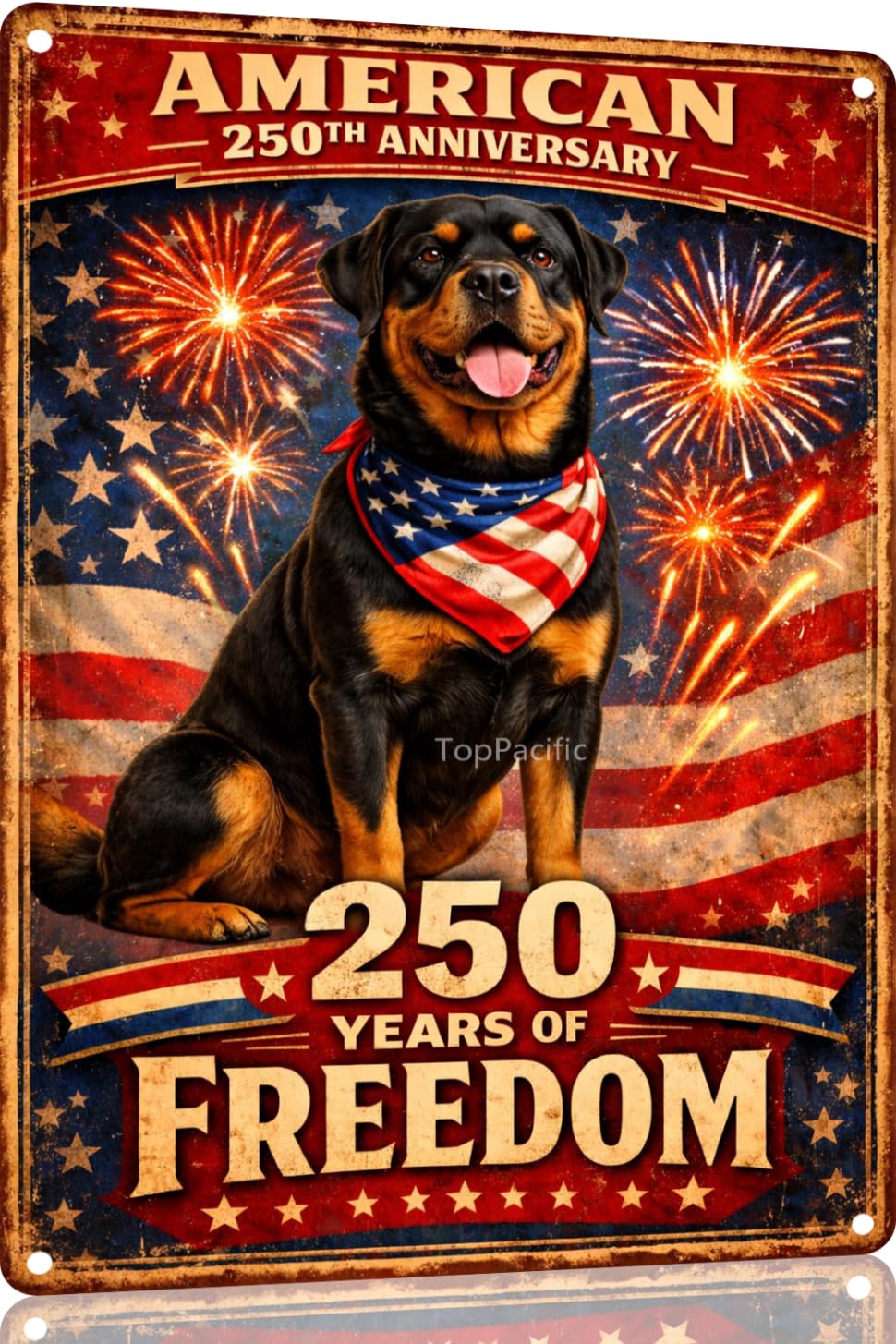 American 250th Anniversary Border Collie Funny Tin Sign 12x8 Inch Independence Day Vintage Metal Wall Art Retro Humor for Kitchen Bedroom Room Home Gift Decoration(59342)