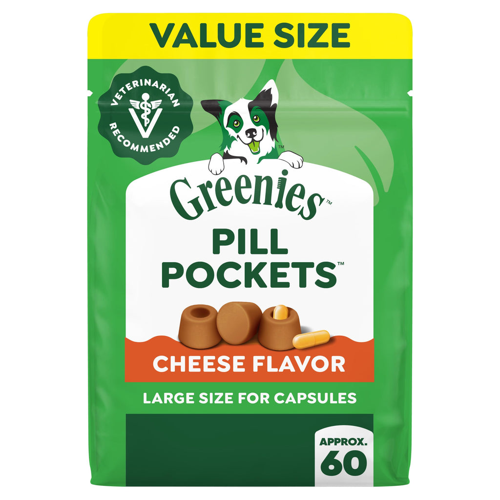 Greenies Pill Pockets for Dogs Large Size, Dog Treat Pouch for Capsule Medication, Peanut Butter Flavor, 15.8 oz. Pouch
