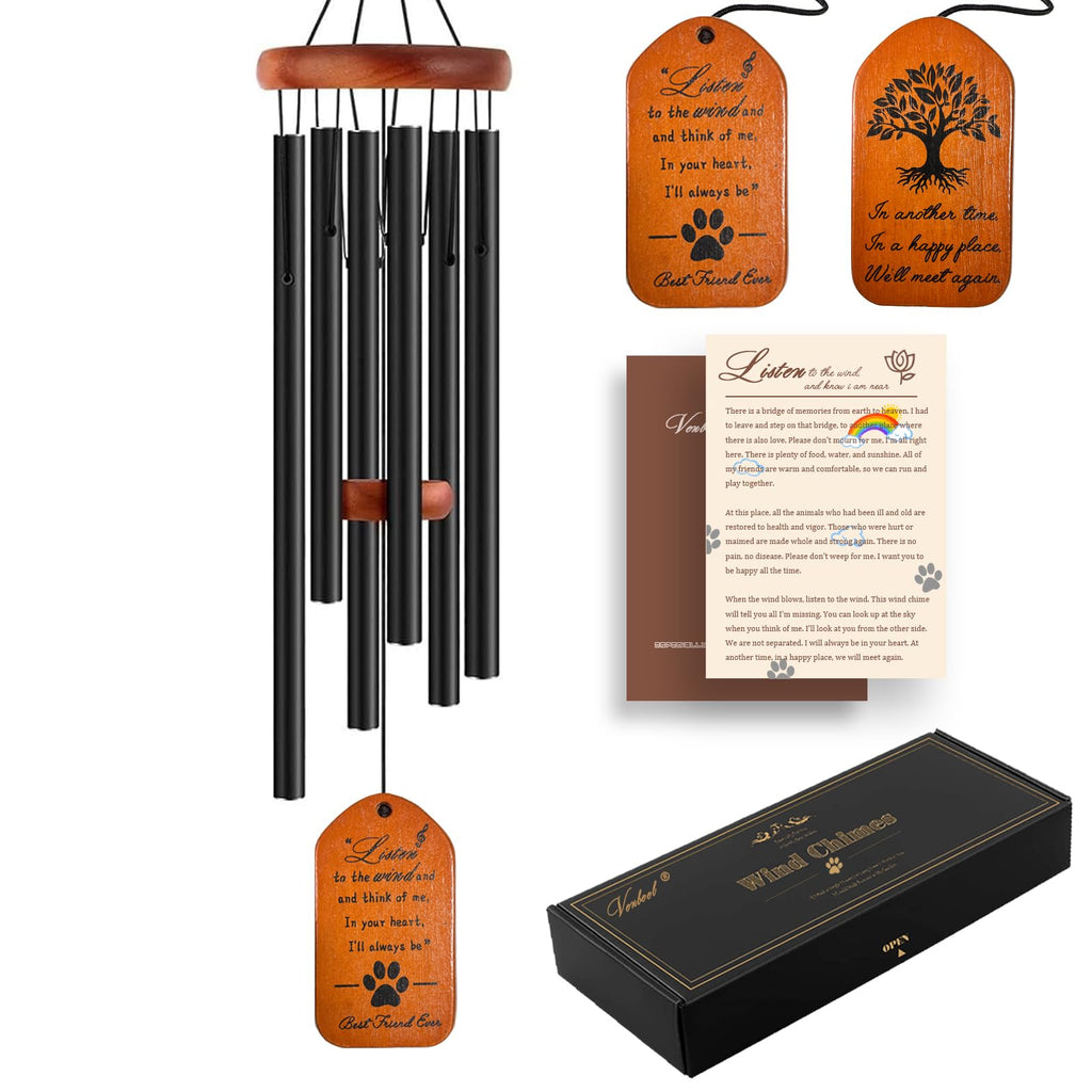 Dog Memorial Gifts, 28" Pet Memorial Wind Chimes, Loss of Dog Sympathy Gift, Pet Loss Passing Away Remembrance Bereavement Gift
