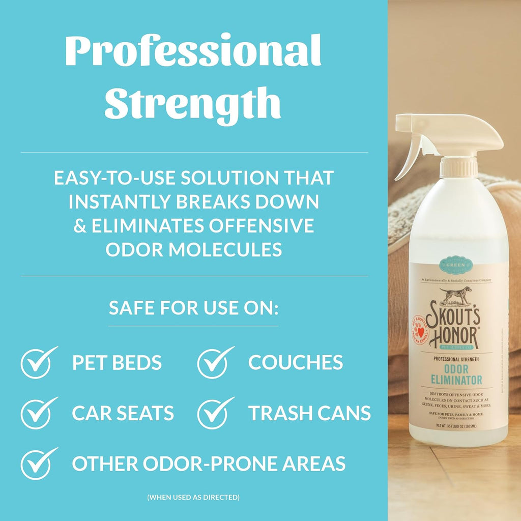 Skout's Honor Odor Eliminator - Plant-Powered Deodorizer for Offensive Pet Odors, Destroys Molecules On Contact - Biodegradable, Eco-Friendly, No Residue, 35 oz