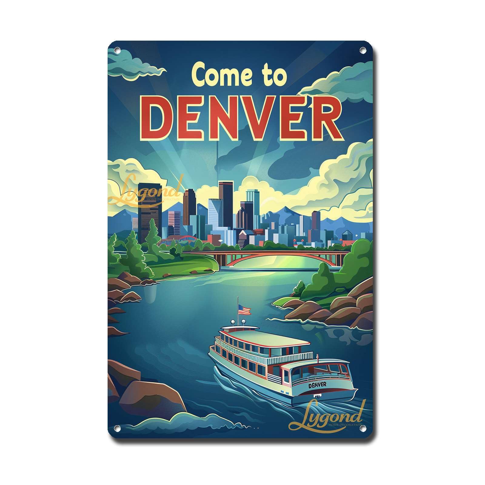 Lygond Metal Sign Tin Sign Vintage Wall Art Come to Chicago Travel Greenhouse Decor for Gift 8×12 Inches