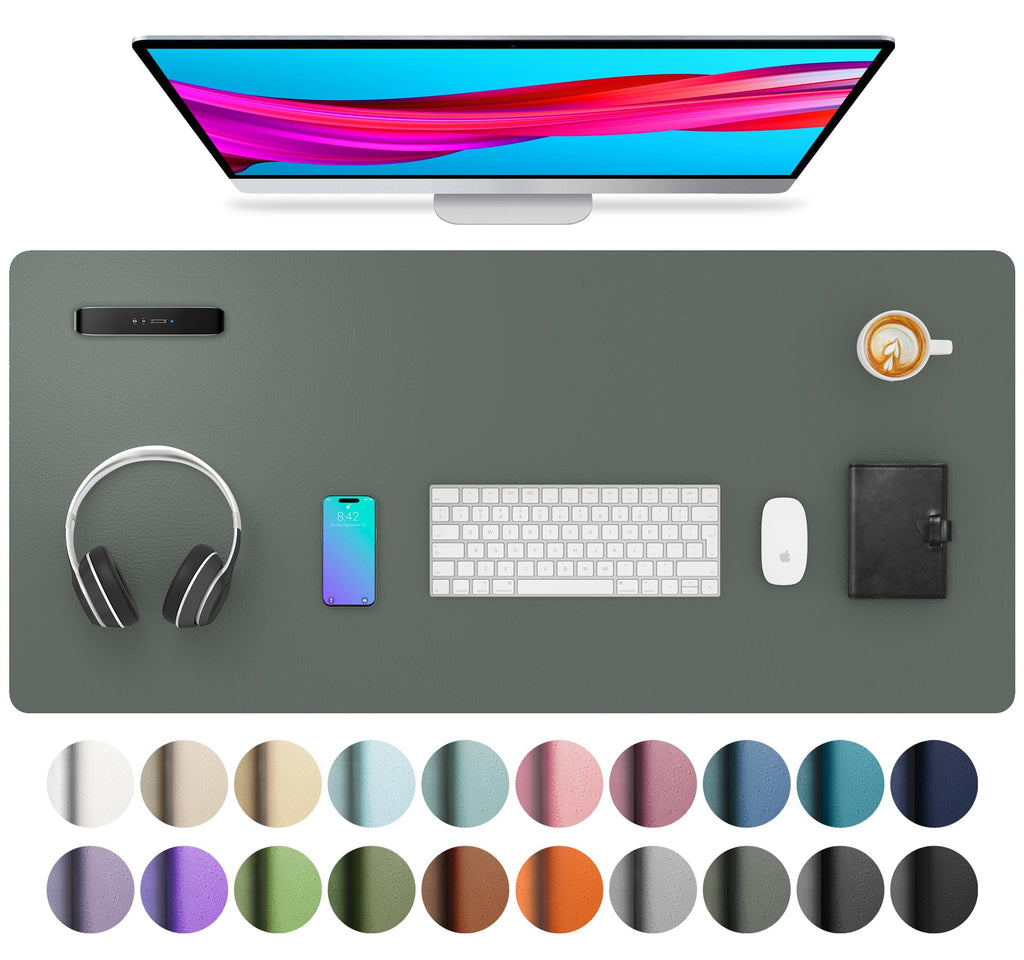Aothia Non-Slip Waterproof PU Leather Desk Pad Protector for Mouse, Writing Desk, Office, Home, Laptop Blotter, 23.6" x 13.7", Black