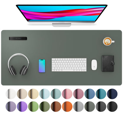 Aothia Non-Slip Waterproof PU Leather Desk Pad Protector for Mouse, Writing Desk, Office, Home, Laptop Blotter, 23.6" x 13.7", Black