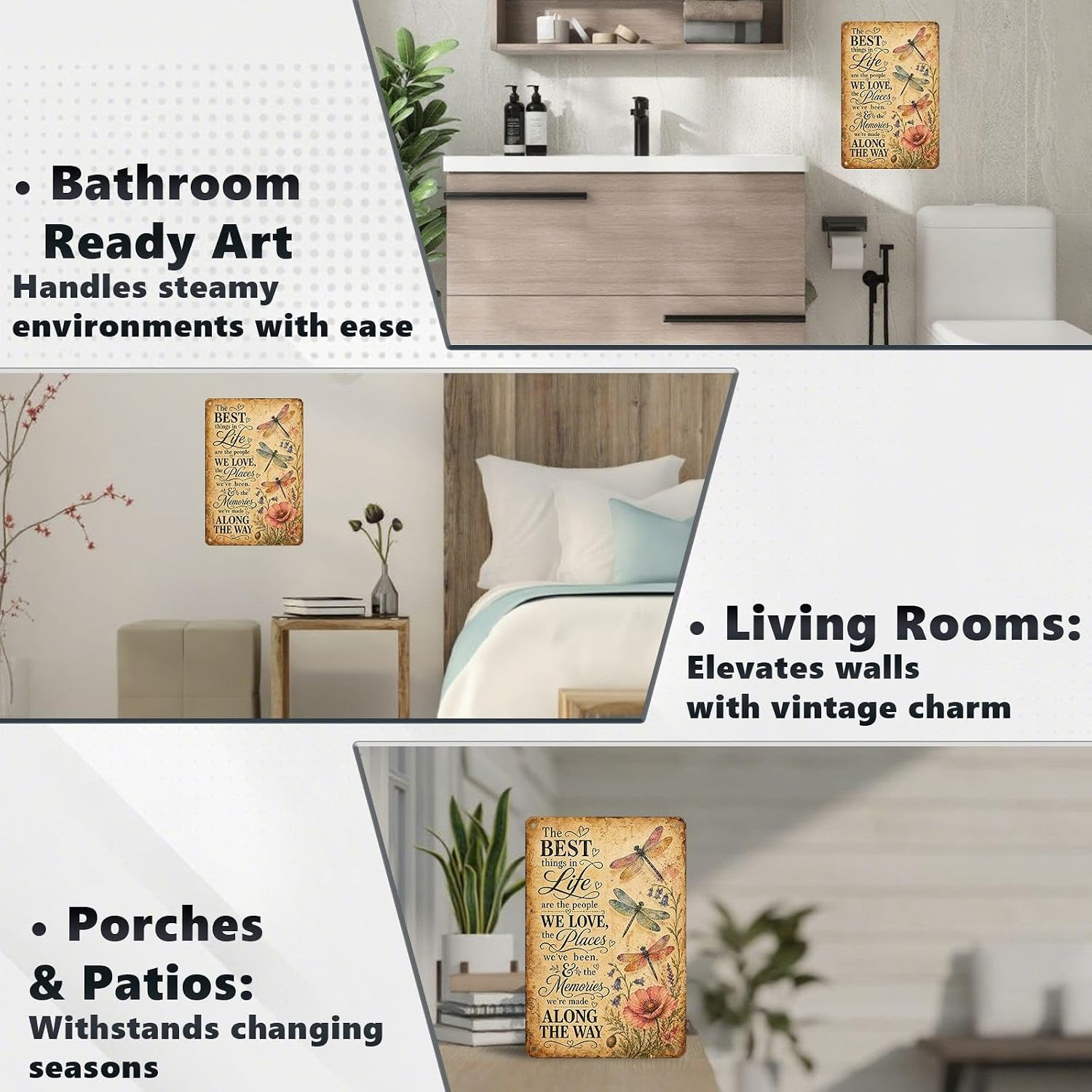 Dragonfly Metal Signs Flower Metal Decor The Best Things in Life Tin Signs Inspirational Quotes Wall Decor For Home Living Room Bedroom Cafe Kitchen Bar Farmhouse 12 * 8In