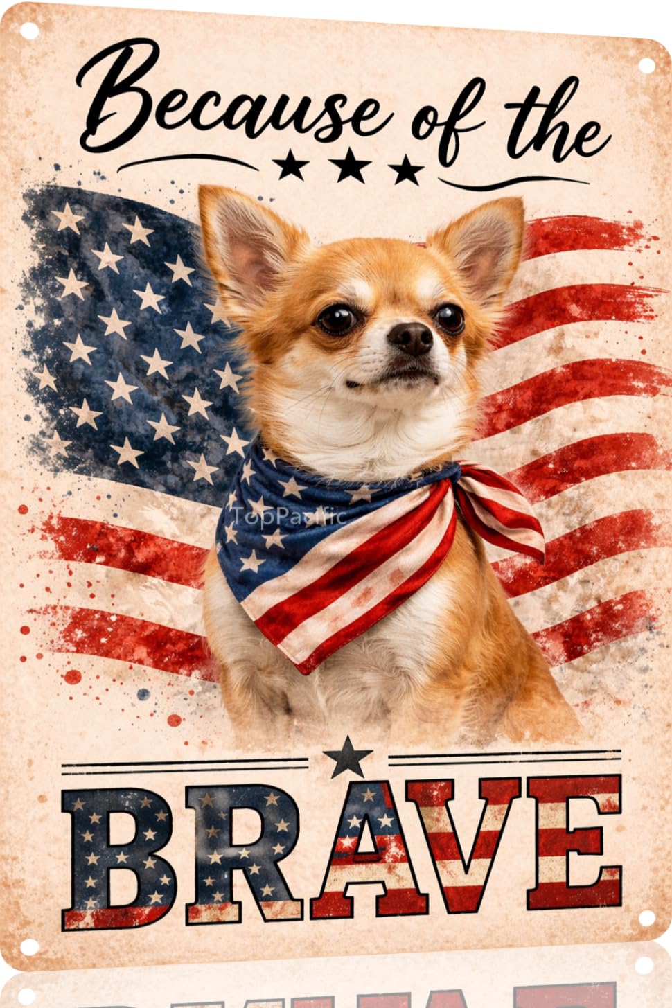 Patriotic Brittany-Spaniel Funny Tin Sign 12x8 Inch Vintage Metal Wall 4th of July Independence Day Art Retro Humor for Bathroom Kitchen Bedroom Room Home Gift Decoration(58978)