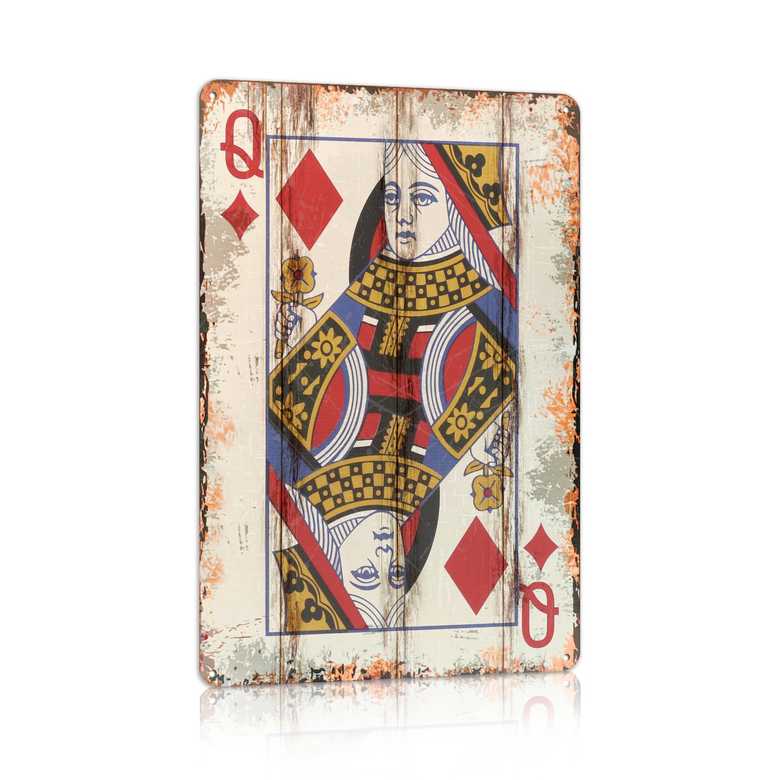 Vintage Poker Metal Sign Red Joker Tin Sign Playing Card Wall Sign Man Cave Home Wall Decor 12 x 8 Inch
