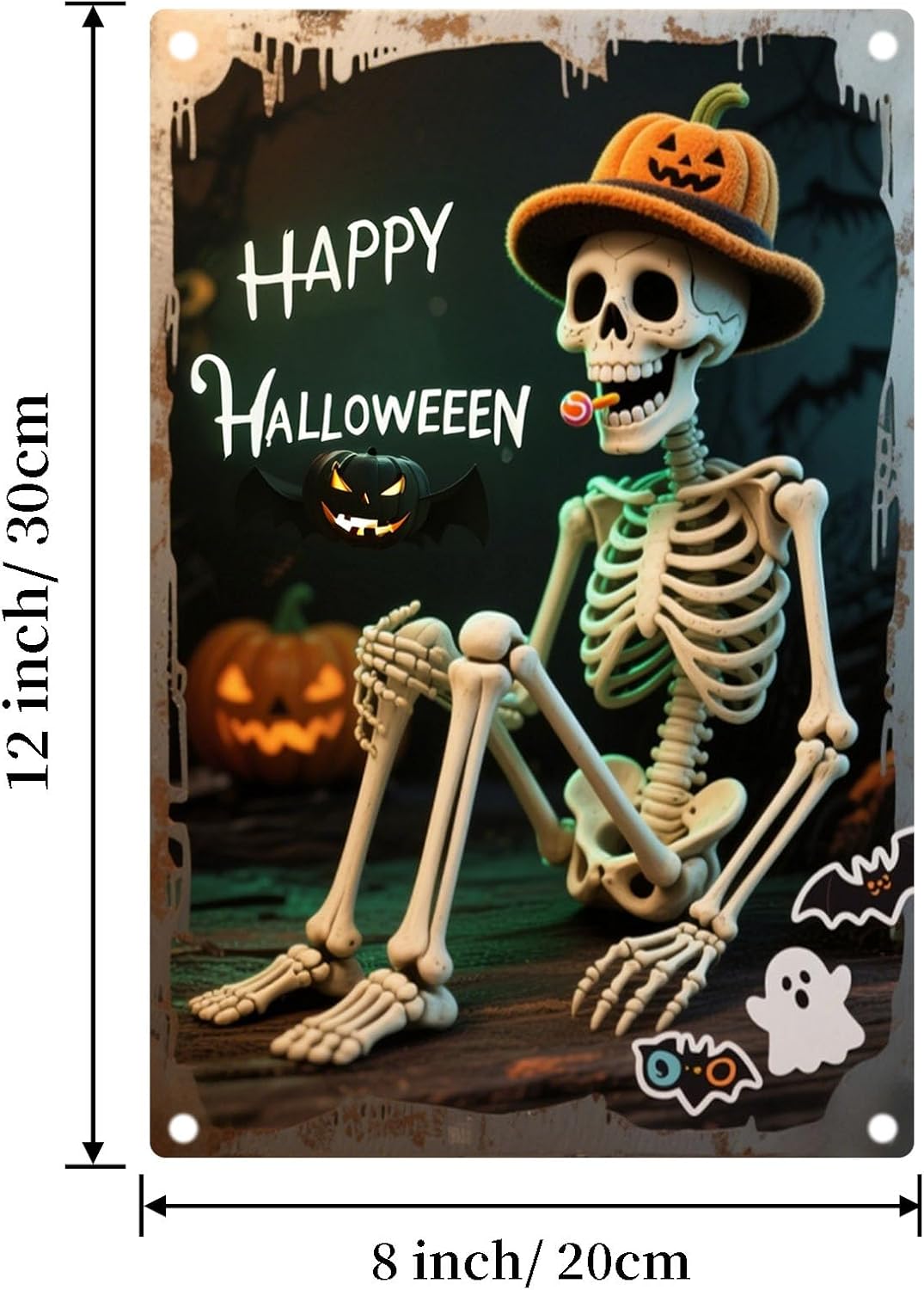 Vintage Stay Positive Sign, Vintage Metal Tin Sign - 8x12In Halloween Skull Decor Retro Wall Art Indoor Outdoor for Living Room Bedroom Office Bar Garage Man Cave Decor Ideal Gift for Housewarming Birthday
