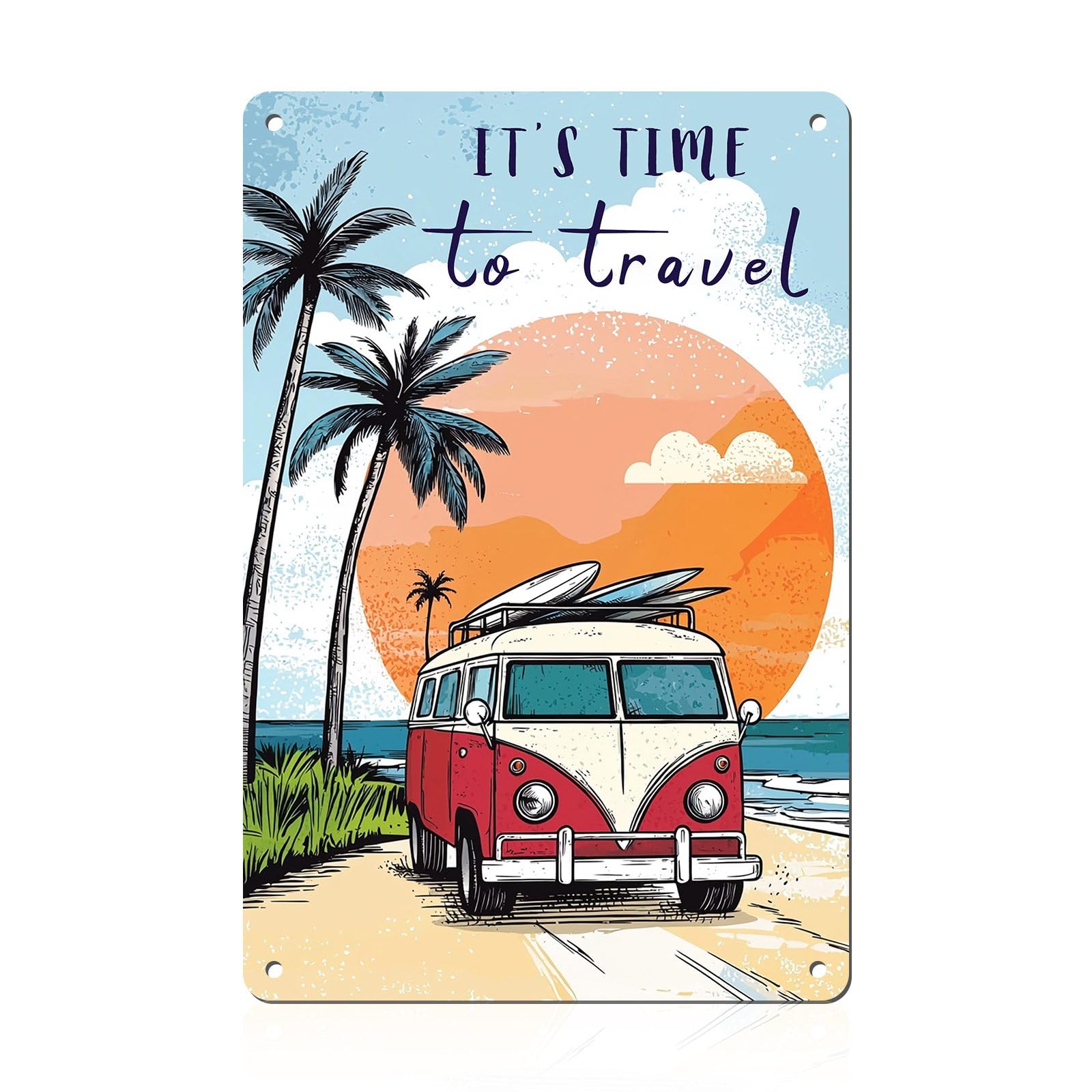 Retro Beach Metal Tin Sign Wall Art Vintage Surf Shack Decor The Beach Is Calling Coastal Home Bar Decor 8x12inch