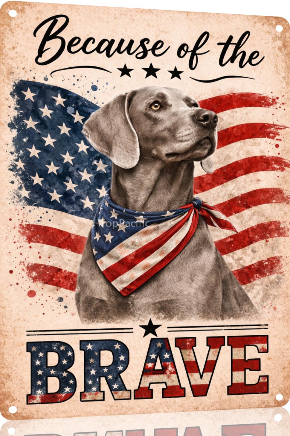Patriotic Brittany-Spaniel Funny Tin Sign 12x8 Inch Vintage Metal Wall 4th of July Independence Day Art Retro Humor for Bathroom Kitchen Bedroom Room Home Gift Decoration(58978)