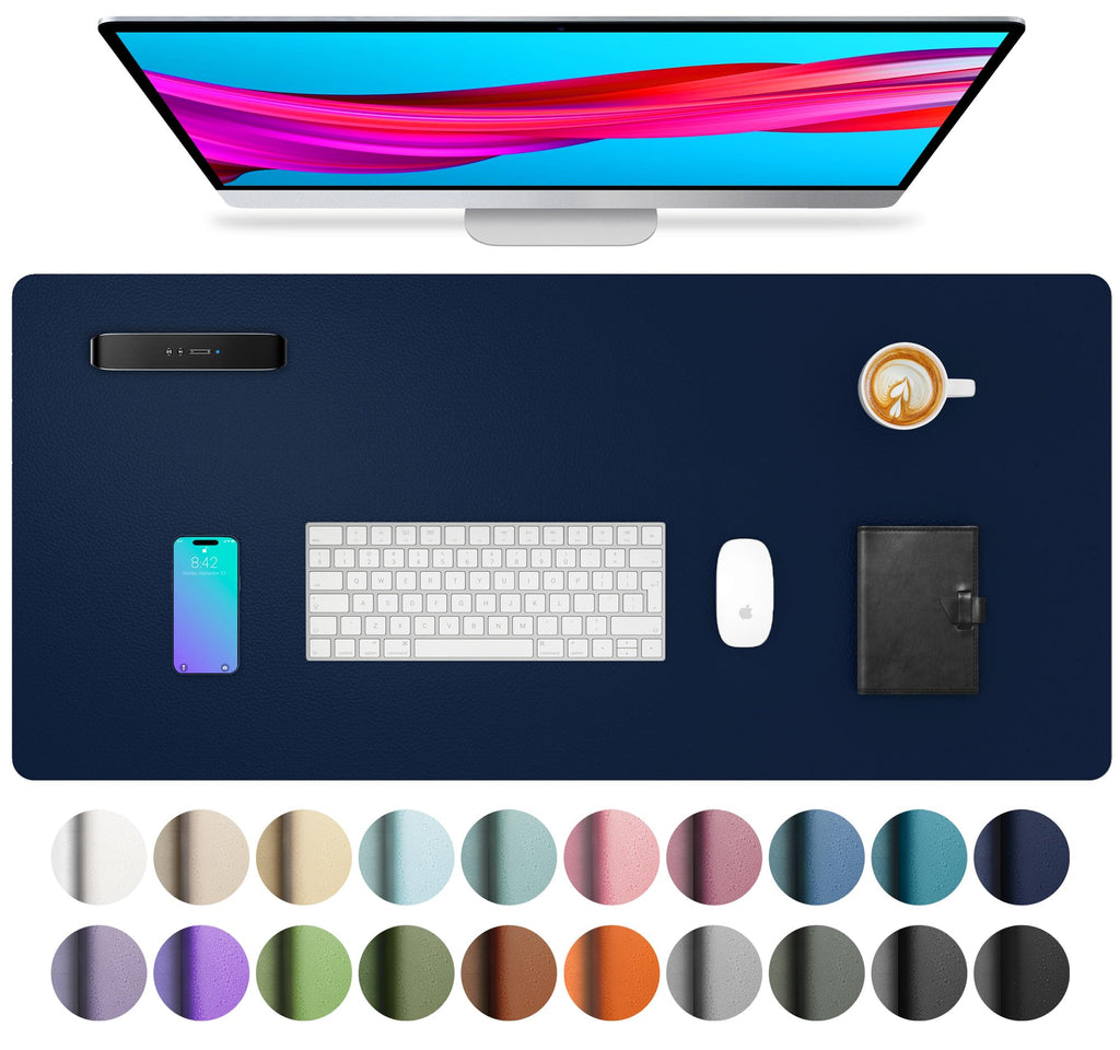 Aothia Non-Slip Waterproof PU Leather Desk Pad Protector for Mouse, Writing Desk, Office, Home, Laptop Blotter, 23.6" x 13.7", Black
