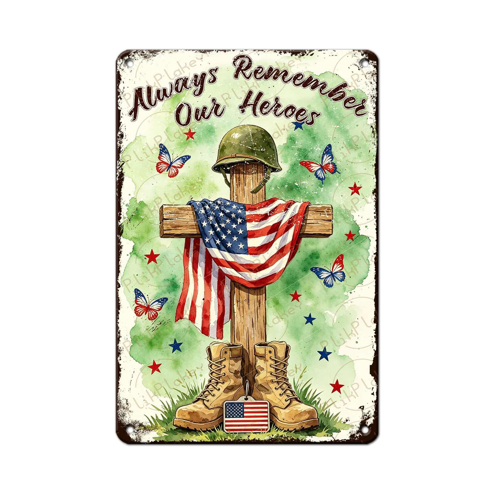 Patriotic 4th of July Tin Sign Happy Independence Day Popsicle Wall Art Vintage Retro Home Decor for Bar Living Room Bedroom Cafe Decoration 12x8 Inch