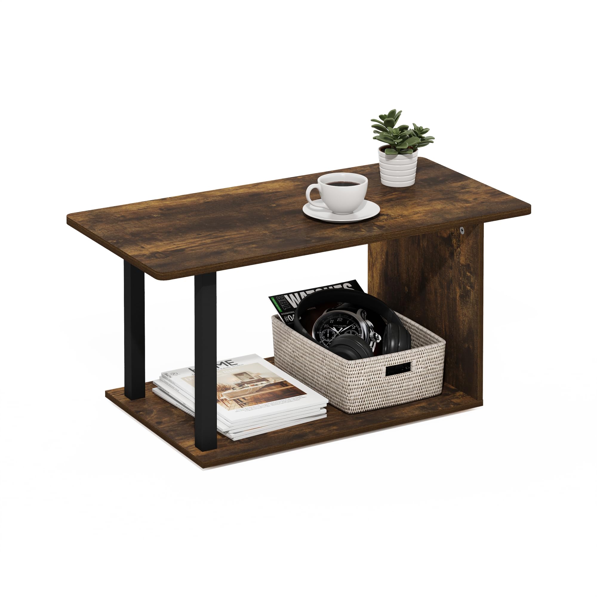 Furinno Simple Design Coffee Table, French Oak Grey/Black