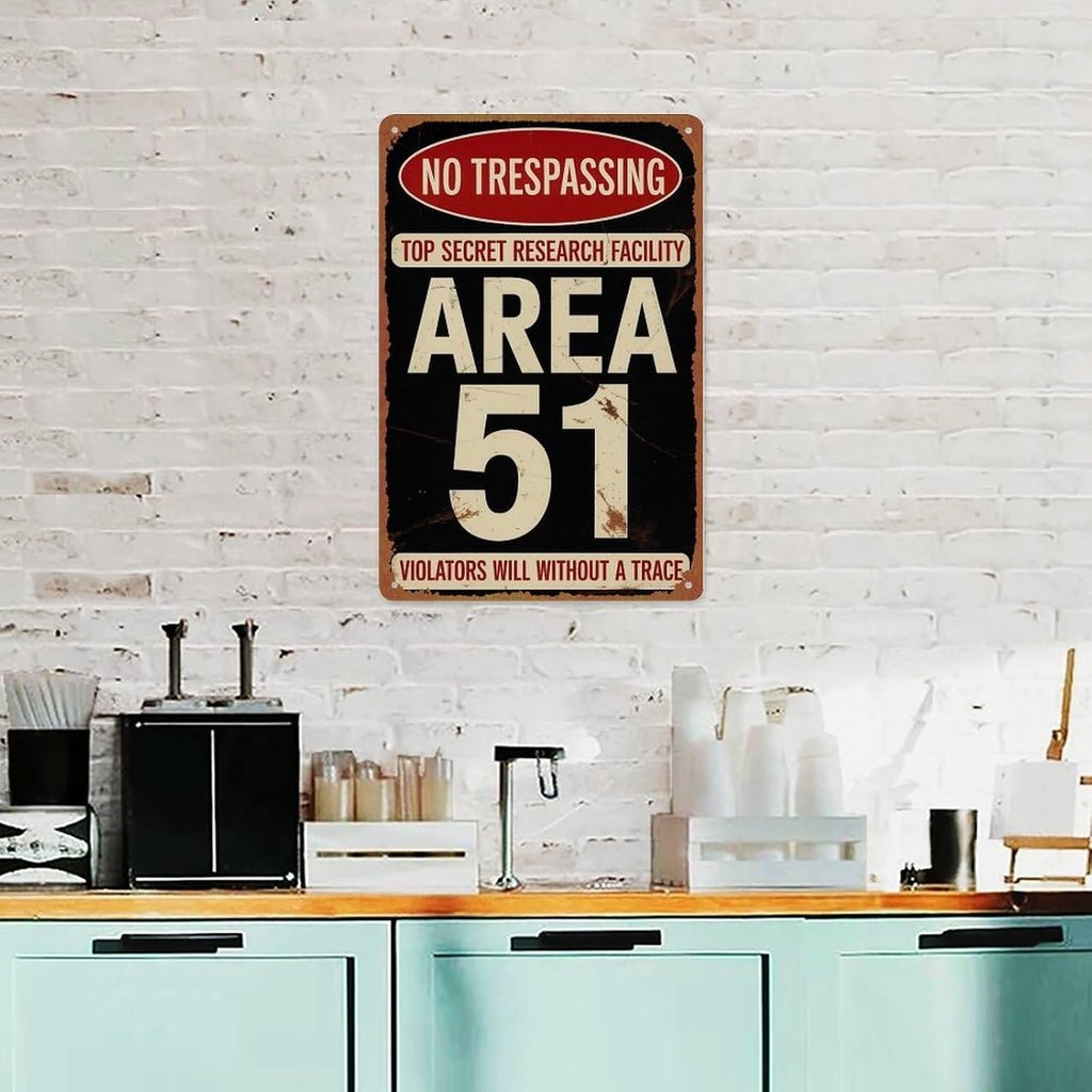 Area 51 Tin Sign Aluminum Metal Sign Posters 8x12 Inch For Living Room Bedroom Bathroom Decoration