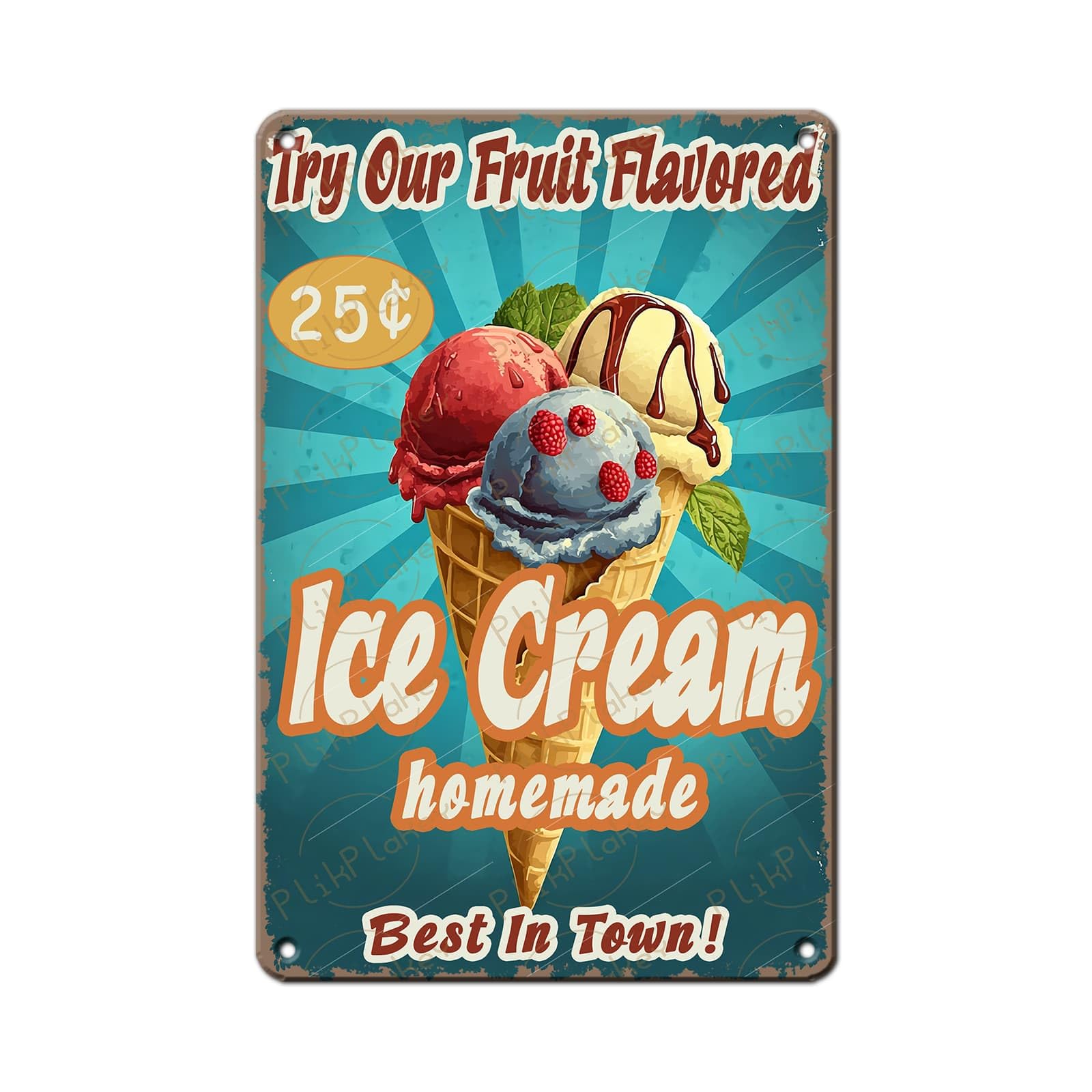 Vintage Metal Tin Sign Ice Cream Retro Sweet Food Diner Wall Decor Kitchen Cafe Bar Club Home Kids Room Living Room Dessert Store Hotel Poster 12x8 Inch