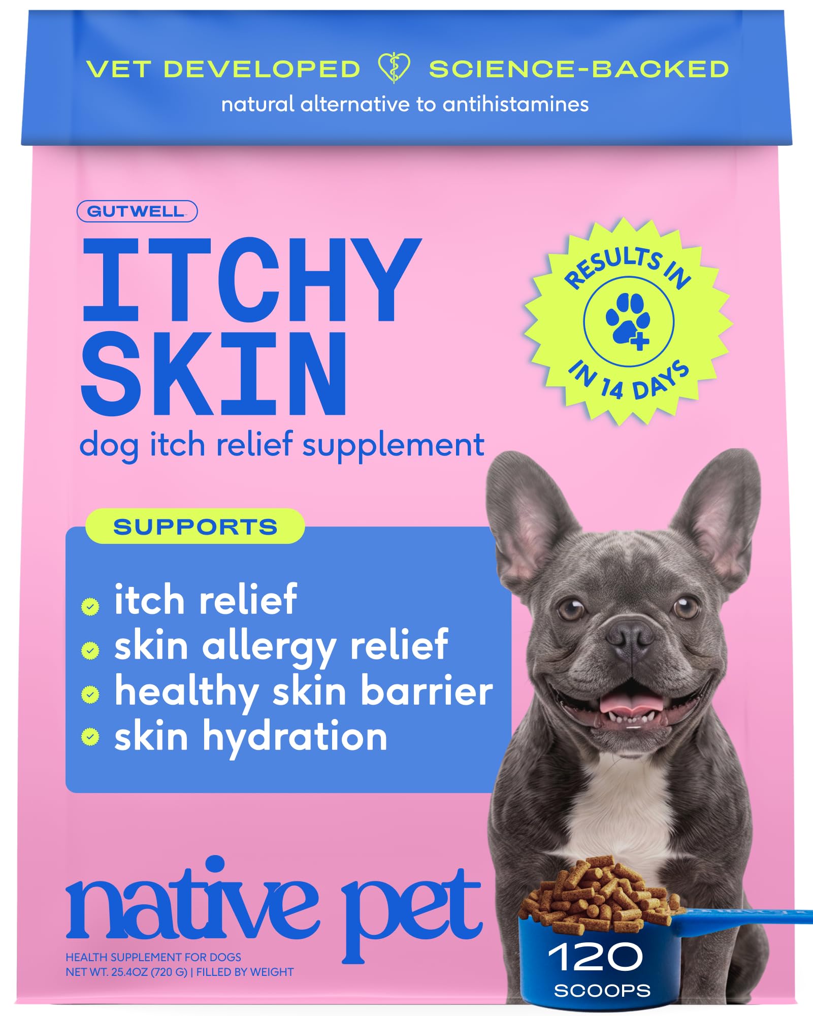 Native Pet Dog Allergy Chews - Dog Allergy Relief for Medium Breeds - Supports Seasonal Itch Relief, Healthy Immune Function & Reduces Sneezing - Colostrum, Spirulina, & Probiotics - 30 Days Supply