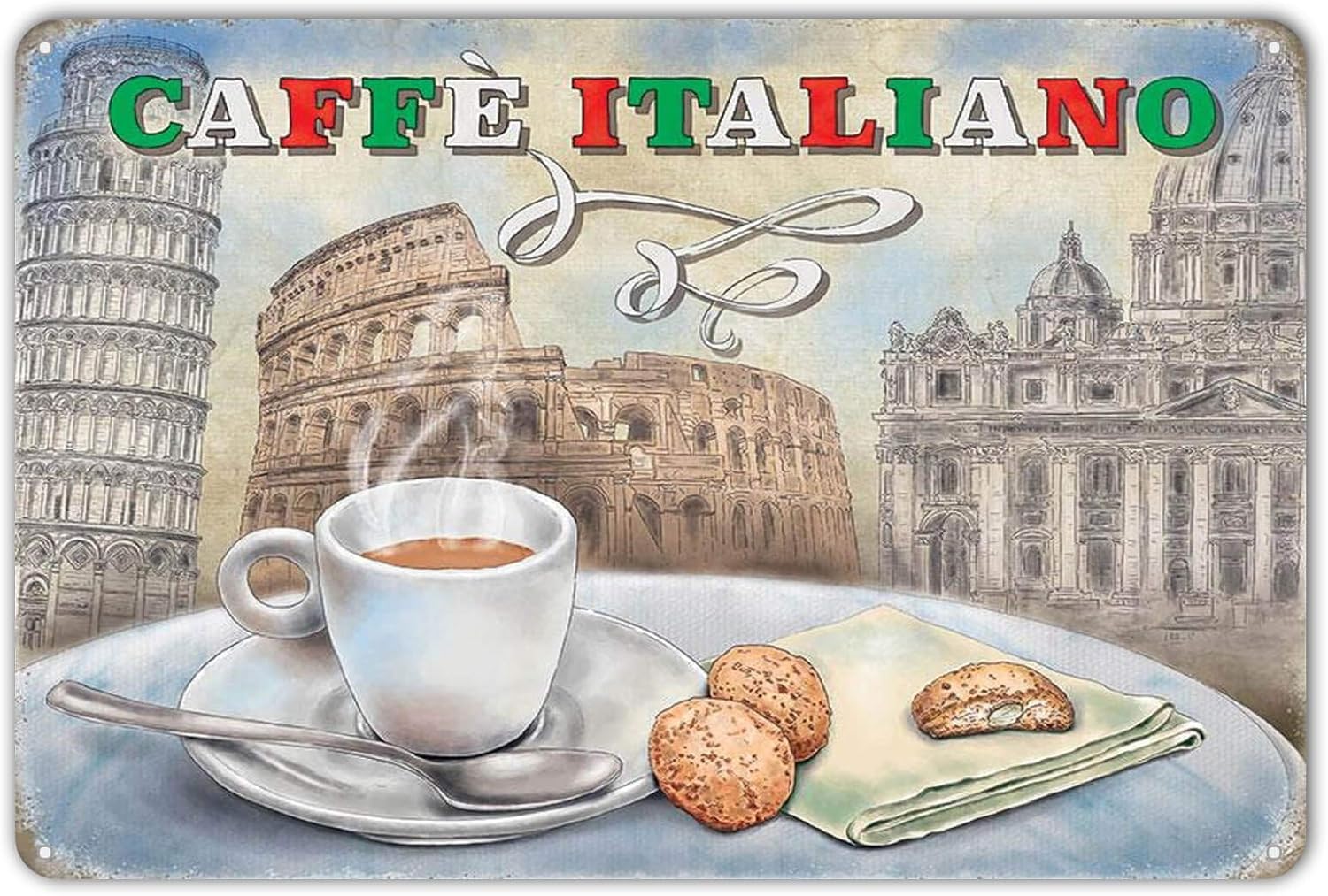 ZYPENG Wall Decor Italian Coffee Vintage Signs Metal Unique Plaques Poster for Shop Indoor Room Cafe Tin Sign 8 x 12 inches