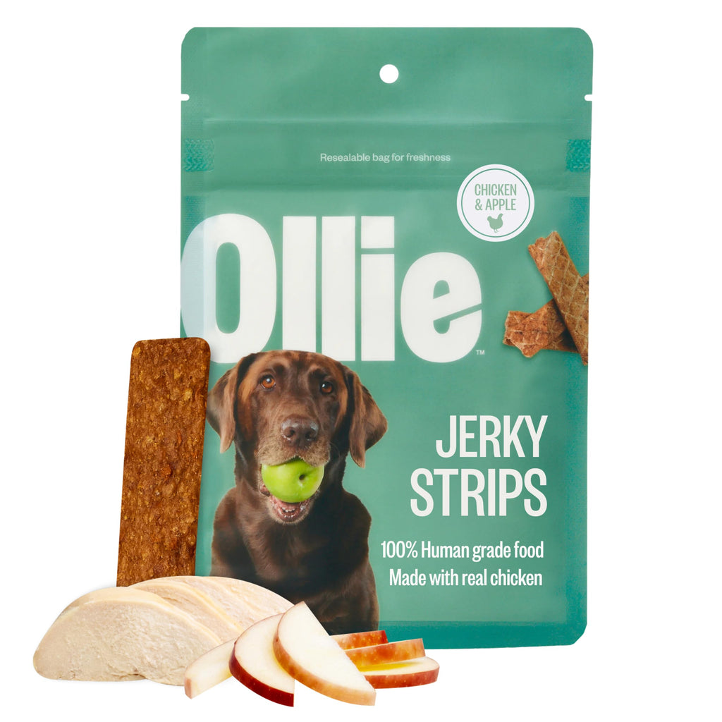 Ollie Jerky Dog Treats Variety Pack, Chicken and Apple and Beef and Sweet Potato Bundle, All Natural, Healthy, Made with Real Meat 5 Oz. Pack of 2