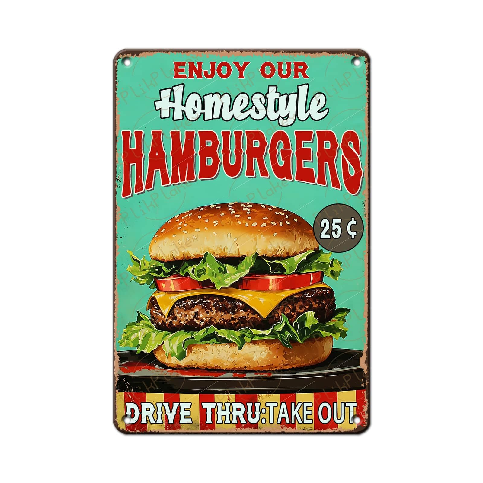 Best in Town Beef Hamburgers Retro Metal Tin Sign Vintage Wall Decor Bar Fast Food Shop Restaurant Kitchen Snack Truck Pub Coffee Home Poster 12x8 Inch