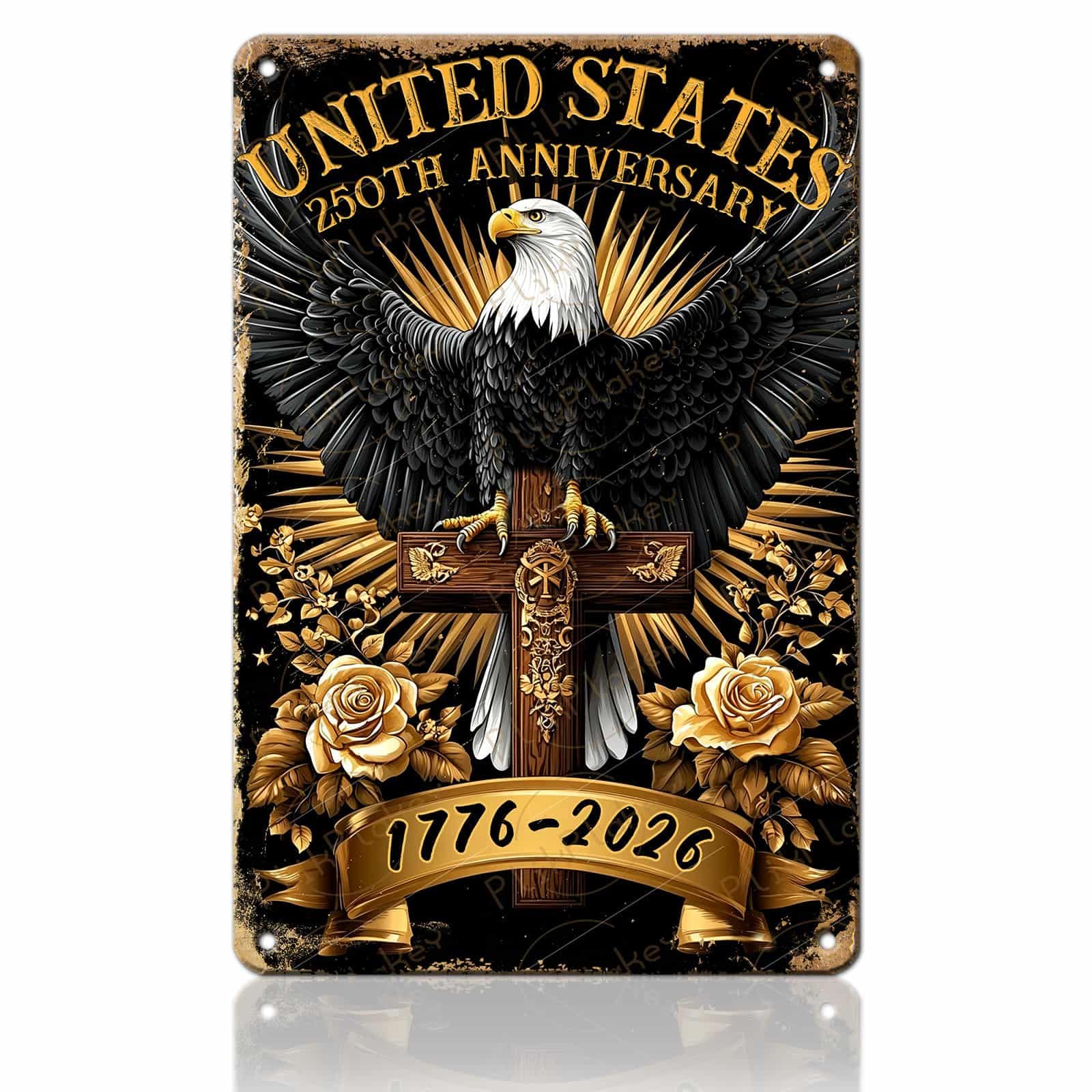 Patriotic 4th of July Tin Sign Happy Independence Day Popsicle Wall Art Vintage Retro Home Decor for Bar Living Room Bedroom Cafe Decoration 12x8 Inch