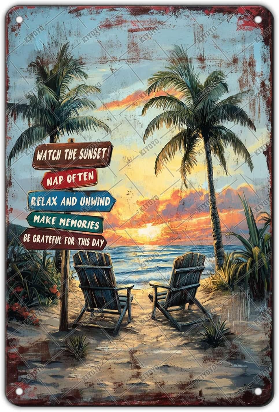 Vintage Beach Room Metal Sign Beach Themed Room Surfboard Wall Decor For Home Bedroom Outdoor Office Surf Tin Poster 12x8 Inch
