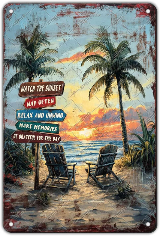 Vintage Beach Room Metal Sign Beach Themed Room Surfboard Wall Decor For Home Bedroom Outdoor Office Surf Tin Poster 12x8 Inch
