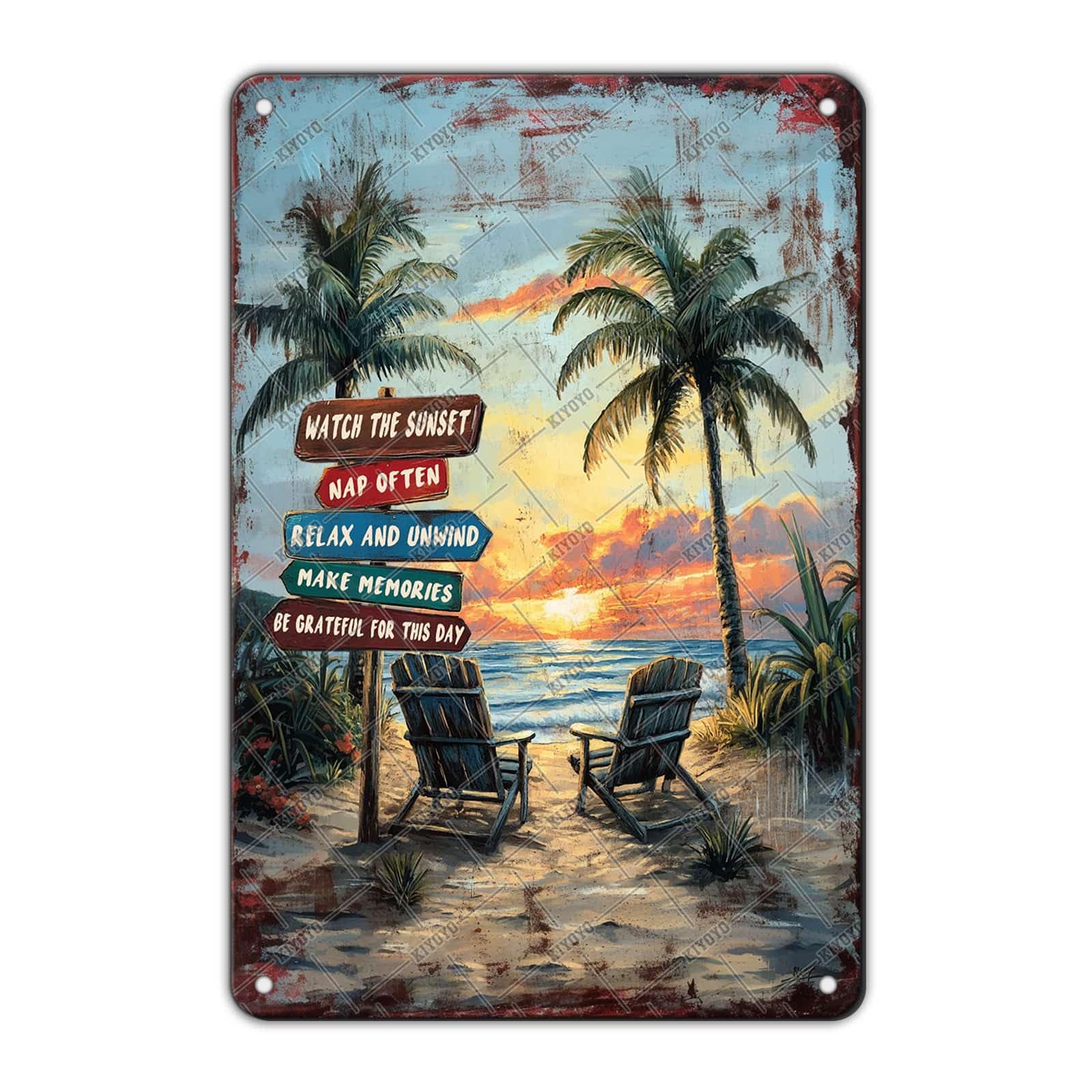 Vintage Beach Room Metal Sign Beach Themed Room Surfboard Wall Decor For Home Bedroom Outdoor Office Surf Tin Poster 12x8 Inch