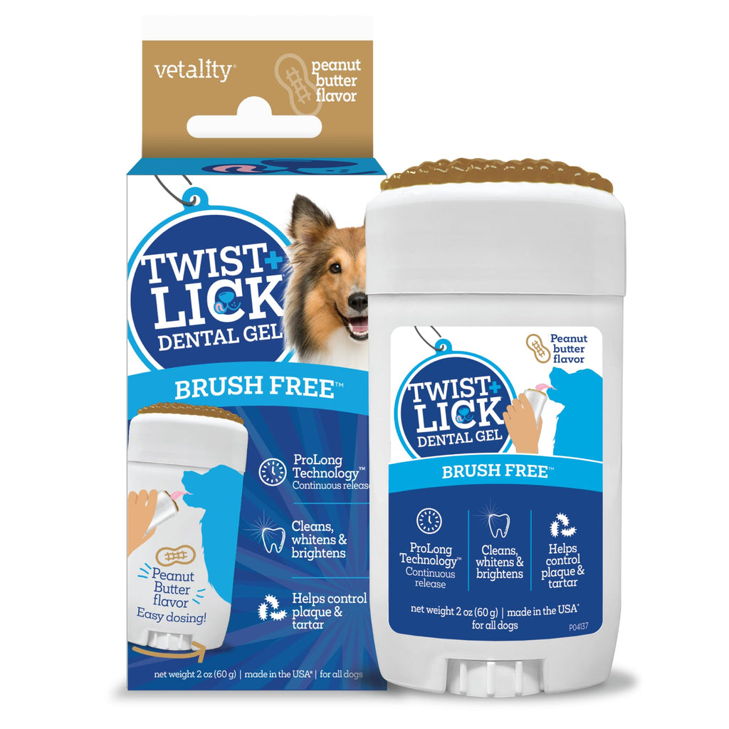 Twist + Lick Dental Gel for Dogs, Cleans Teeth and Freshens Breath for 24 Hours, Chicken Flavor, 2 oz, 30 Day Supply