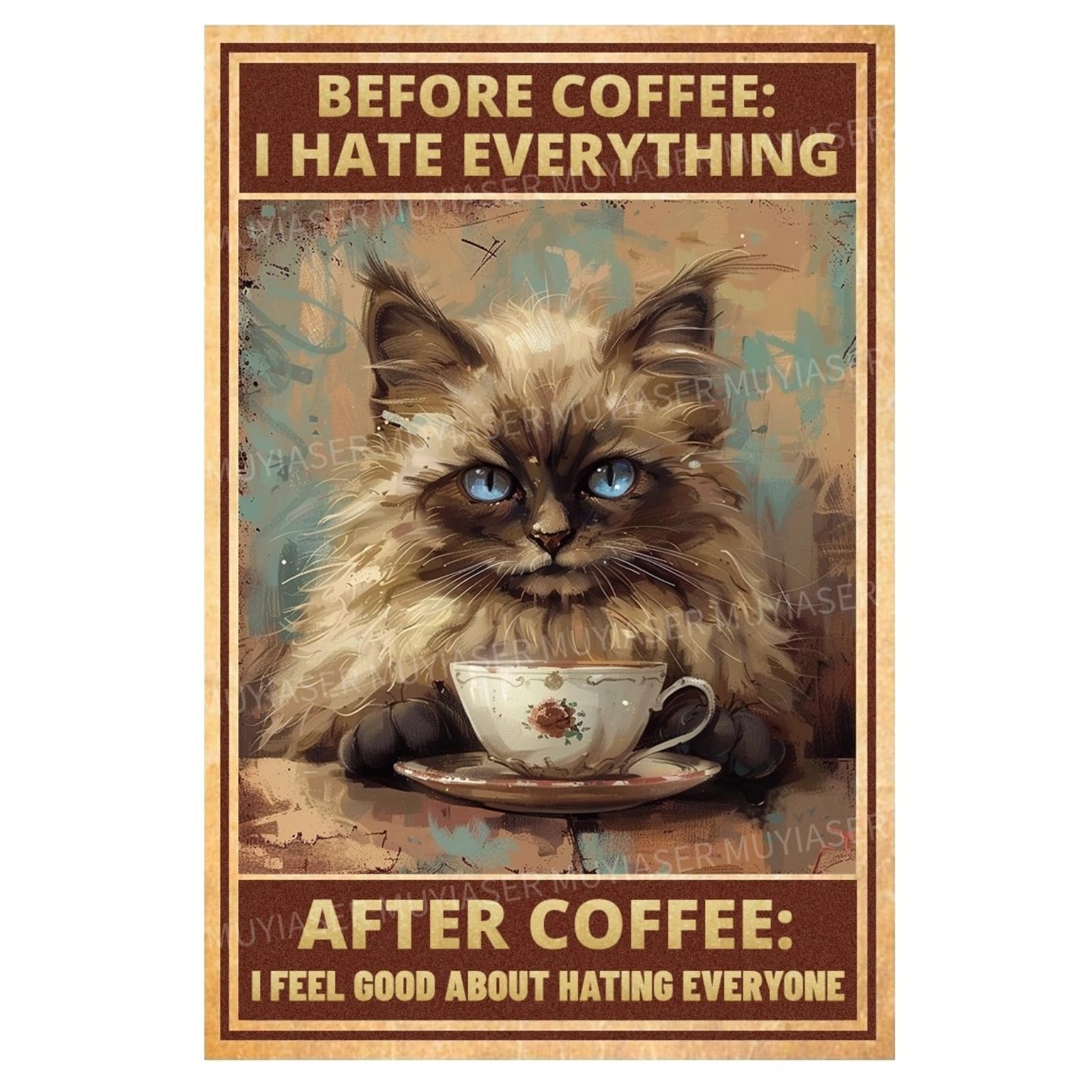 Metal Sign Easily Distracted By Cats & Garden Vintage Retro Aluminum Tin Sign for Garden, Kitchen, Office, Home, Bar, Cafe Decor 8x12 Inch