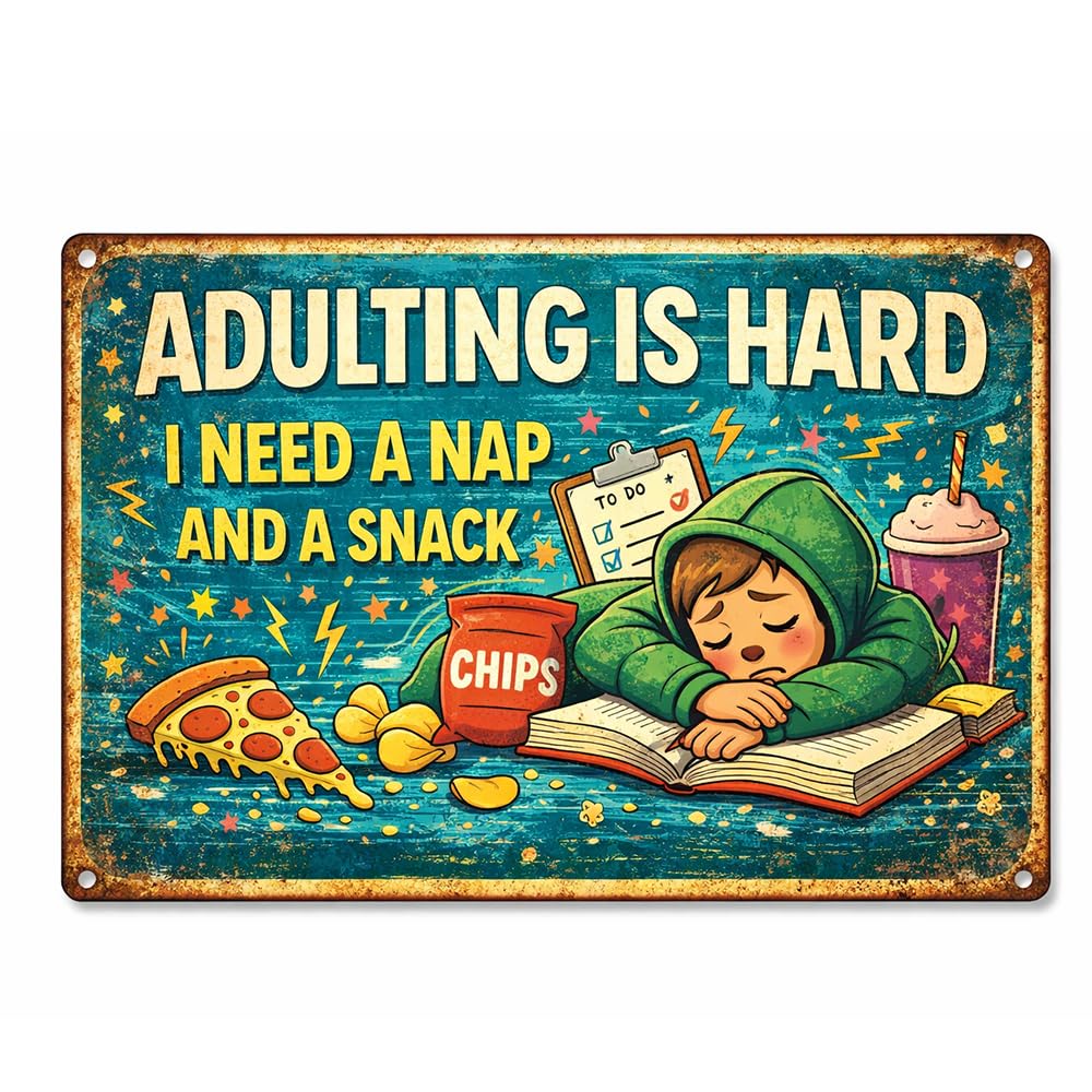 Funny Go Away I'm Busy Doing Nothing Metal Tin Sign, 8 x 12 Inch Vintage Metal Wall Decor for Home Office, Beach Themed Sarcastic Room Poster, Weatherproof Retro Aesthetic Sign for Pool House Garage