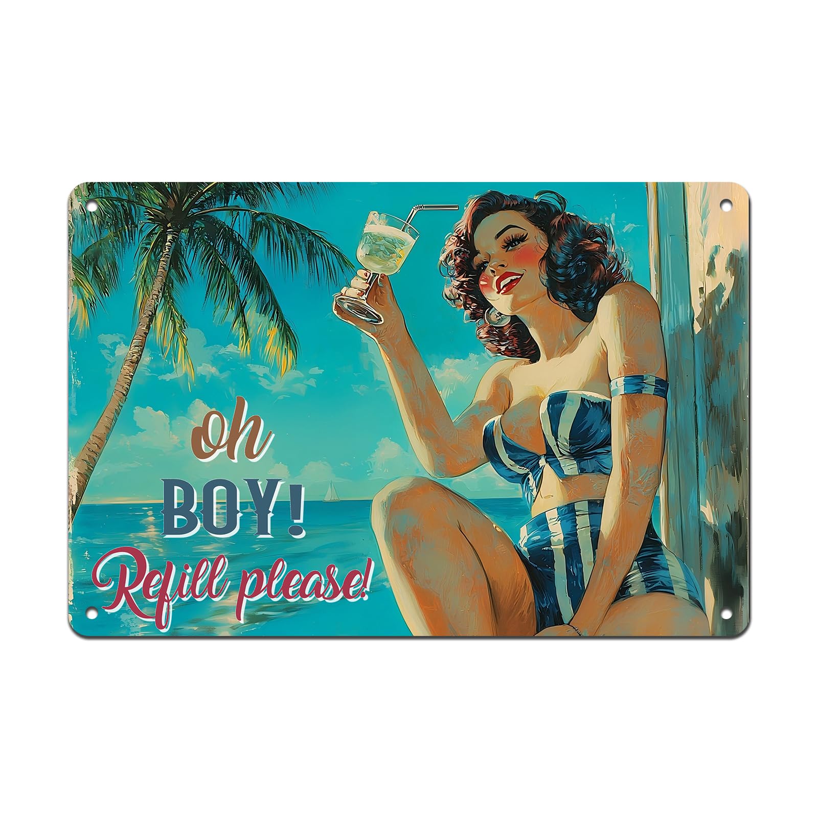 Retro Beach Metal Tin Sign Wall Art Vintage Surf Shack Decor The Beach Is Calling Coastal Home Bar Decor 8x12inch