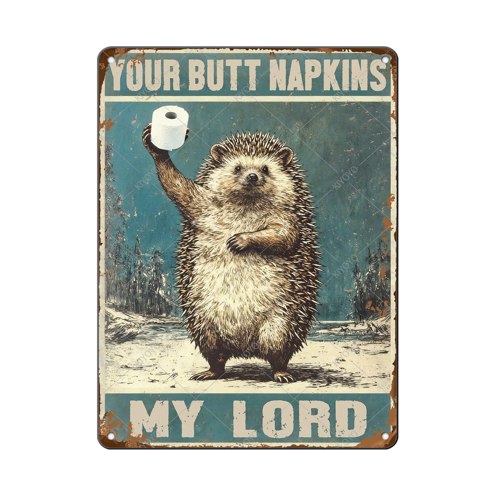 Funny Bear Metal Tin Sign Black and White Bathroom Vintage Bathroom Signs Restroom Wall Decor 12x8 Inch