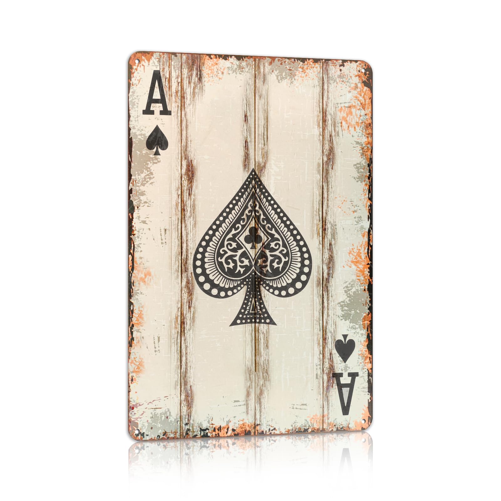 Vintage Poker Metal Sign Red Joker Tin Sign Playing Card Wall Sign Man Cave Home Wall Decor 12 x 8 Inch