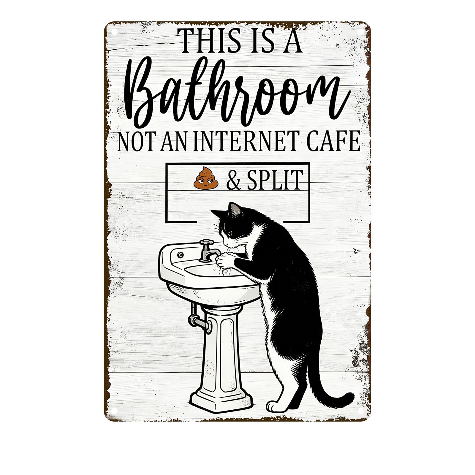 Funny Chicken Metal Tin Sign Bathroom Decor This Is A Bathroom Not An Internet Cafe Signs Retro Posters for Home Restroom Toilet Washroom 8x12inch