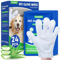 VOISEN 48 Pcs Pet Glove Wipes for Dogs and Cats, Cleaning & Deodorizing Bathing Grooming Wipes,Unscented Thick Nourish Fur Glove Wipes for Pet Dry Cleaning,Daily Care and Travel
