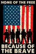 Memorial Day 4th of July Decorations Veteran USA, EMOHAT Home of The Free Because of The Brave Metal Tin Signs, Patriot Wall Decor 12x8 Inch