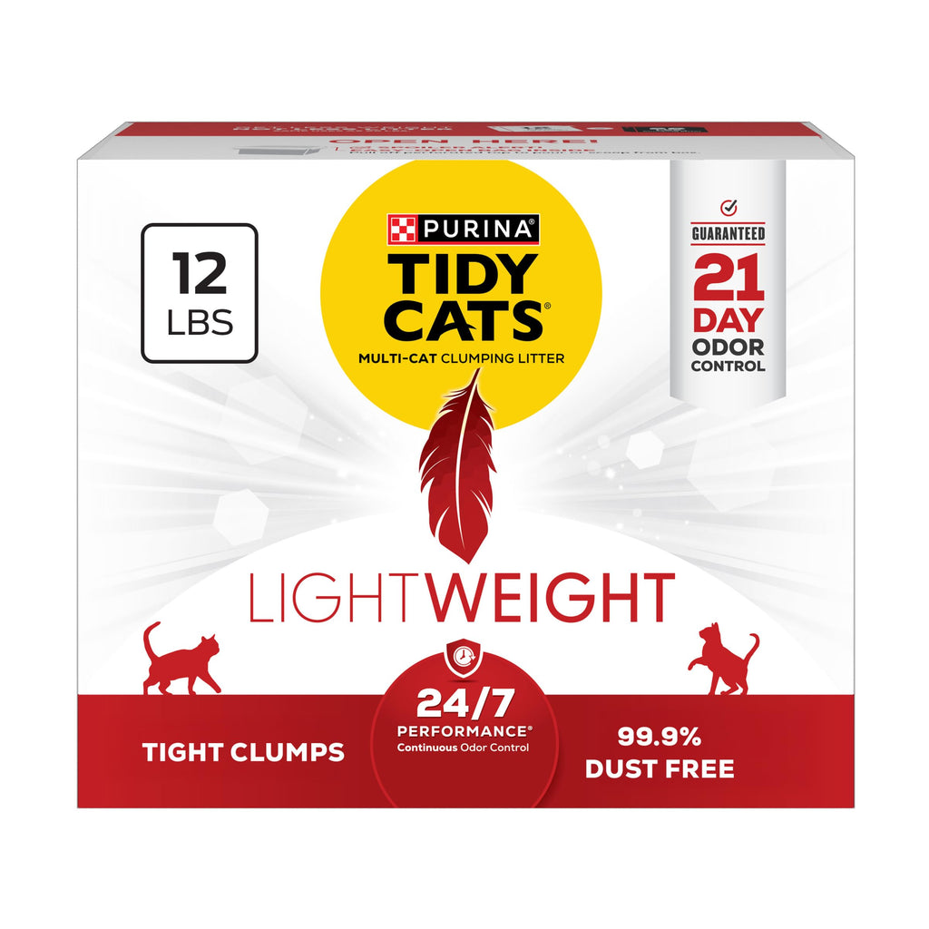 Purina Tidy Cats LightWeight 24/7 Performance Odor control, Multi-Cat, Clumping, 99.9 Percent Dust Free Cat Litter, 17 lb. Box