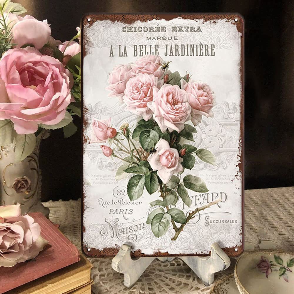 YOYI ART Lavender Decor Tin Sign - French Country Vintage Shabby Chic Signs for Room, Bathroom, Garden, Yard Wall Decor Art Accessories, Gifts for Women and Flower Lover, 8 x 12 inch