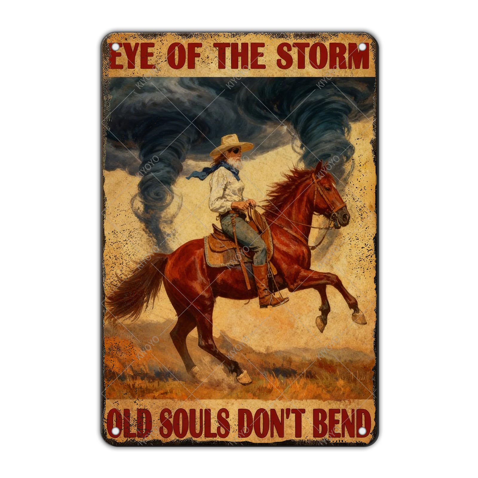 Vintage Metal Tin Sign You Don't Stop Riding When You Get Old Retro Wall Art Decor Woman Riding Horse Under Moon 12x8 Inch