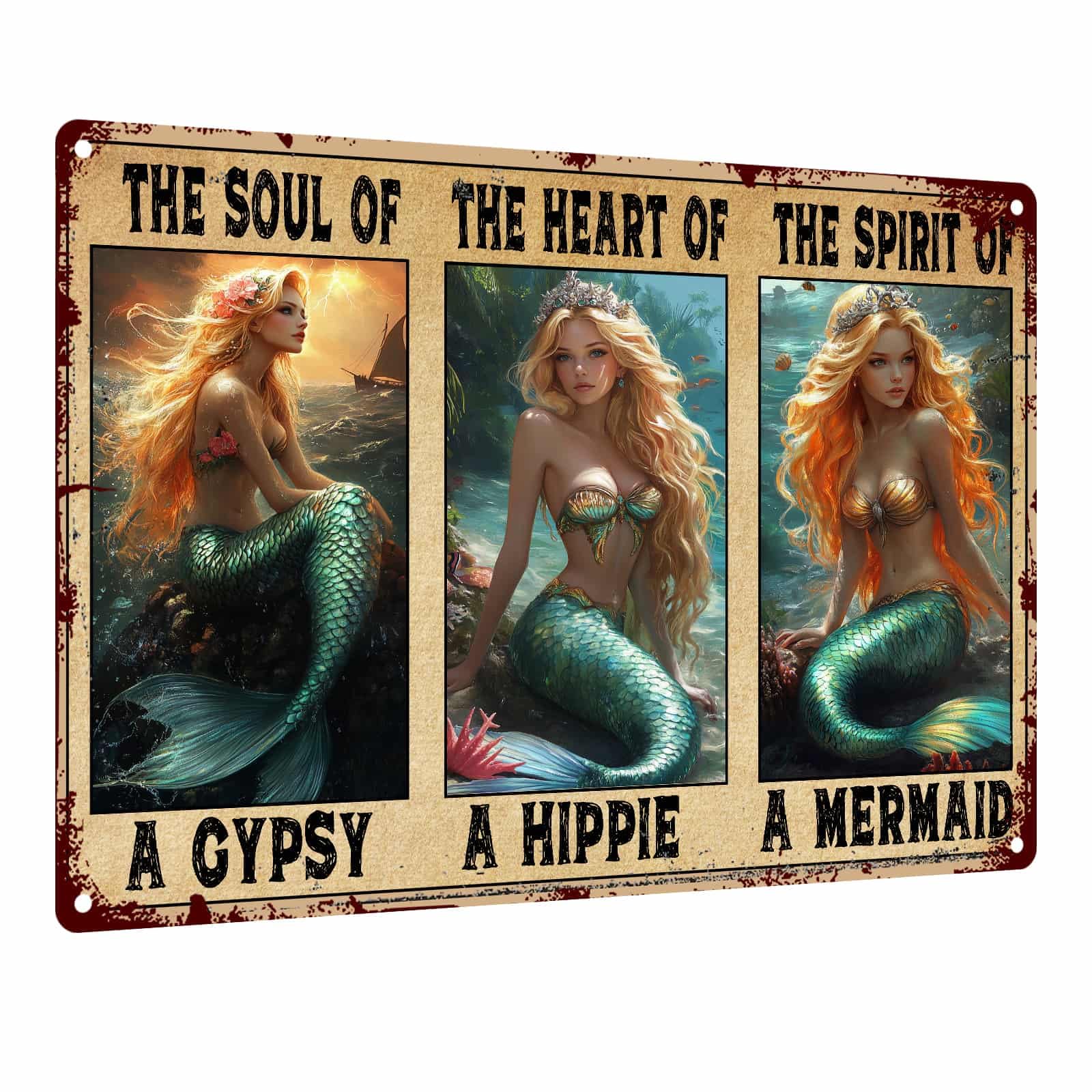 Mermaid Metal Tin Sign Vintage Mermaid Bathroom Decor Wall Art Rustic Funny Bathroom Sign for Home Restroom Washroom Decor 8x12 Inch