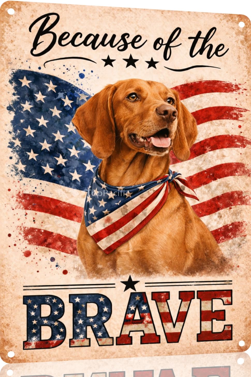 Patriotic Brittany-Spaniel Funny Tin Sign 12x8 Inch Vintage Metal Wall 4th of July Independence Day Art Retro Humor for Bathroom Kitchen Bedroom Room Home Gift Decoration(58978)