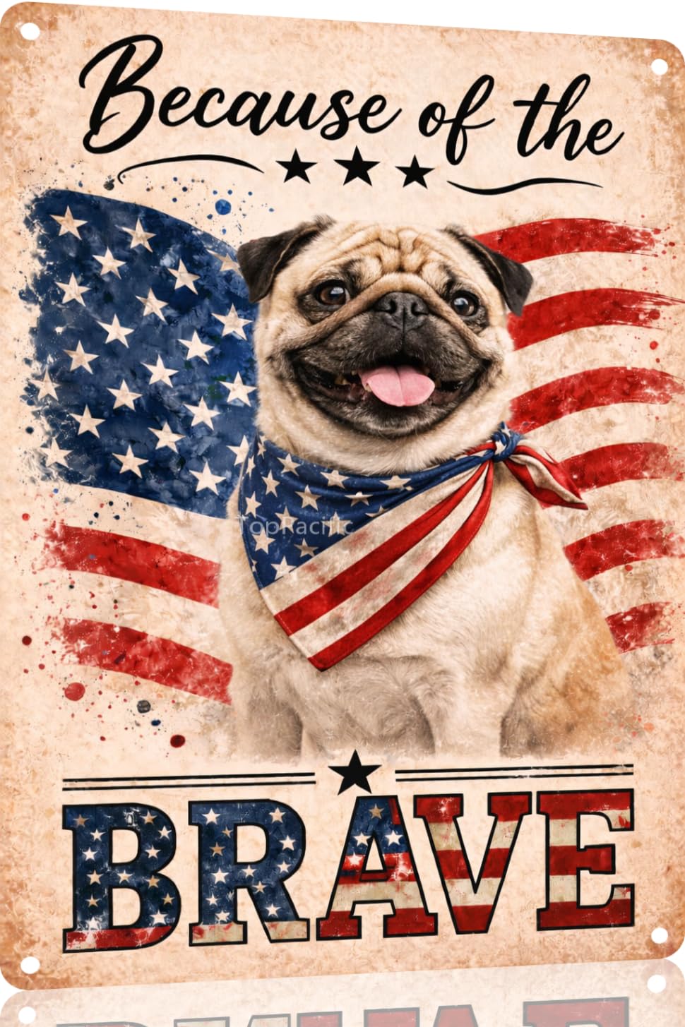 Patriotic Brittany-Spaniel Funny Tin Sign 12x8 Inch Vintage Metal Wall 4th of July Independence Day Art Retro Humor for Bathroom Kitchen Bedroom Room Home Gift Decoration(58978)