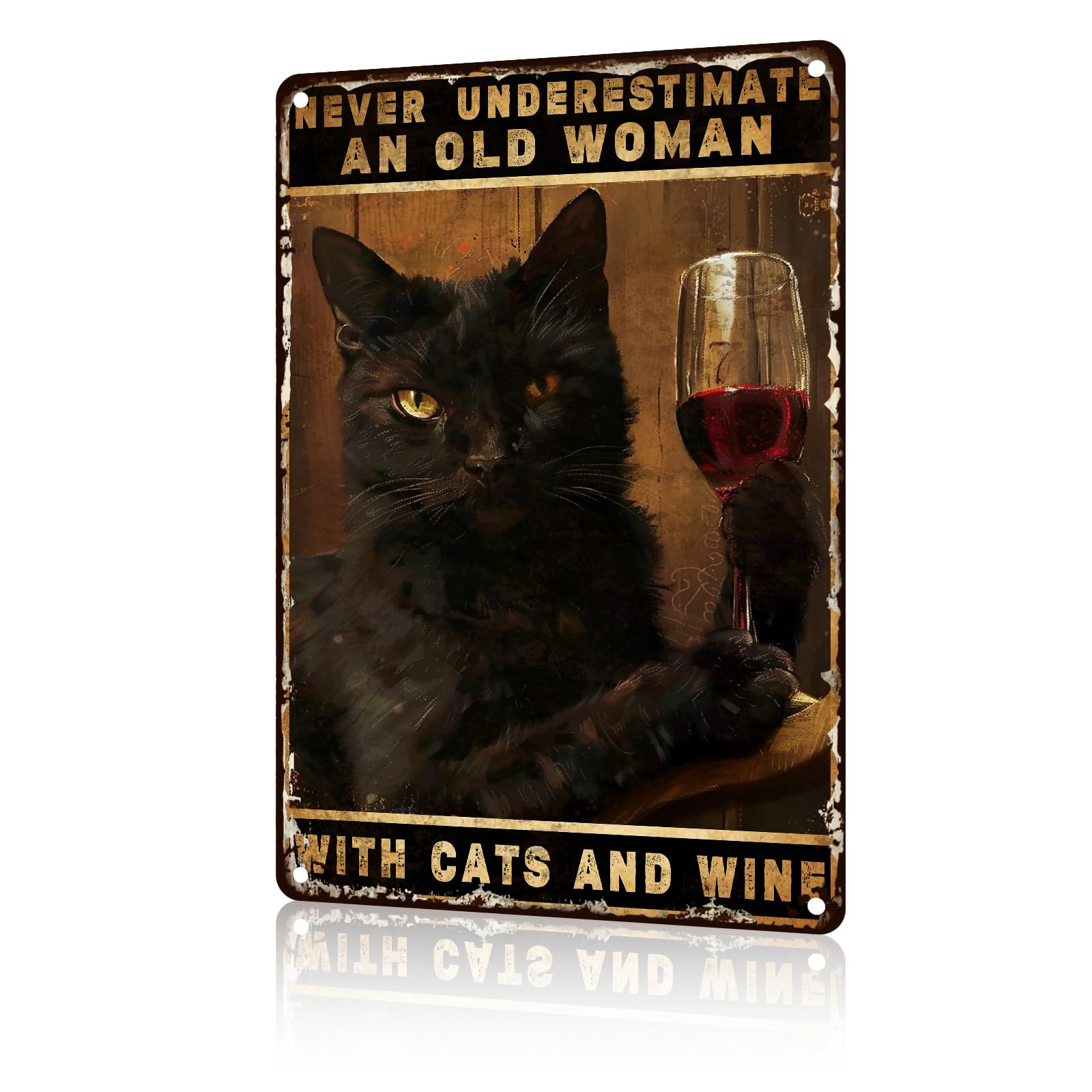 Cat Metal Tin Sign It's Fine I'm Fine Retro Wall Art Decor Funny Signs Bar Pub Club Indoor Home Gifts 8x12 inch