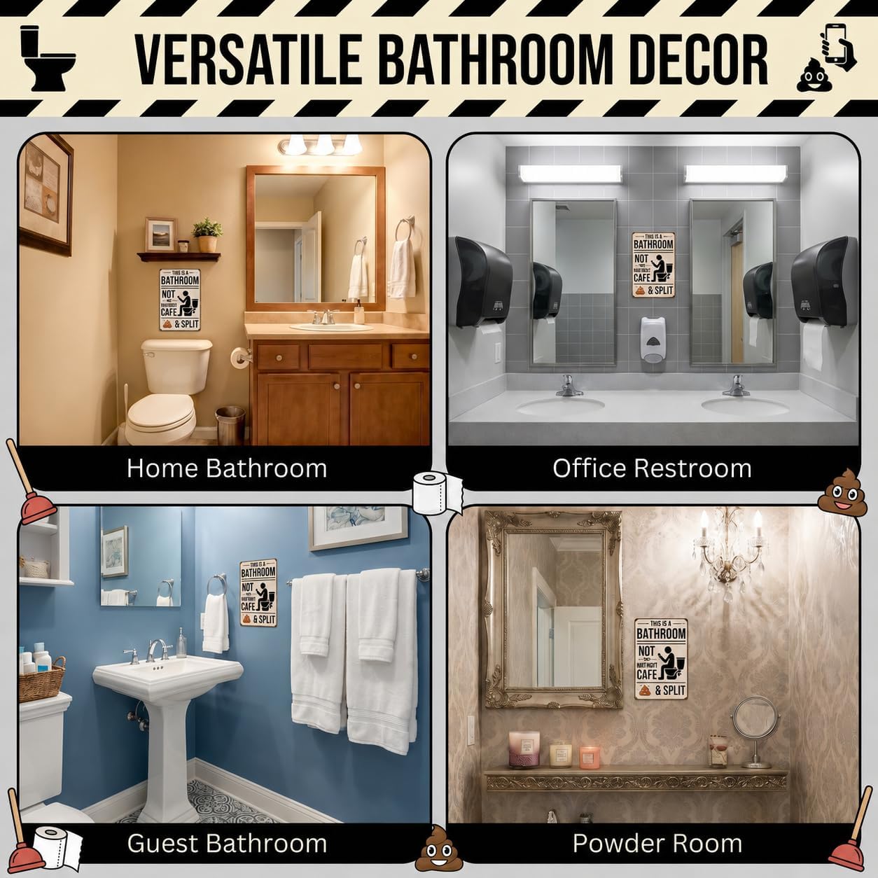 BHOKEM Vintage Bathroom Sign, This Is A Bathroom Not An Internet Cafe Tin Sign 8x12 Inch, Funny Restroom Decor for Farmhouse Toilet, Powder Room, Guest Bath, Housewarming Gifts