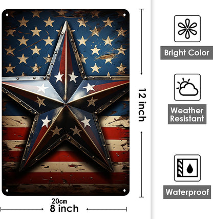 Funny Sign Vintage Tin Metal Sign Retro Wall Art American flag forStudy Entryway Living Room and Bar Great Gift for Friends 12x8 Inch (US FLAG)