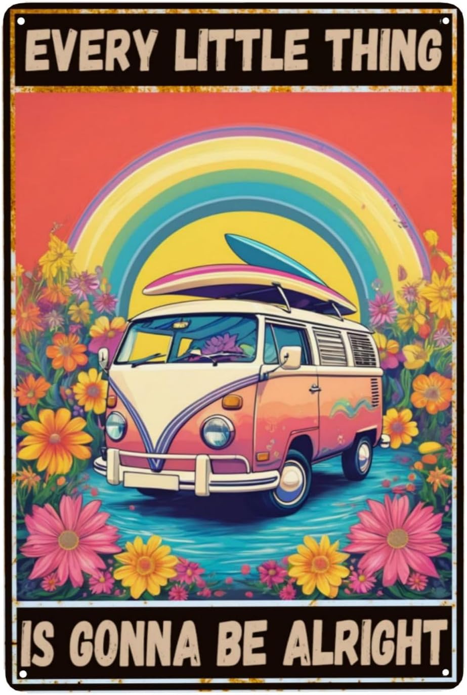Every Little Thing is Gonna Be Alright Vintage Metal Tin Sign 8x12 Inch Home Kitchen Living Room Cafes Bedroom Wall Decor
