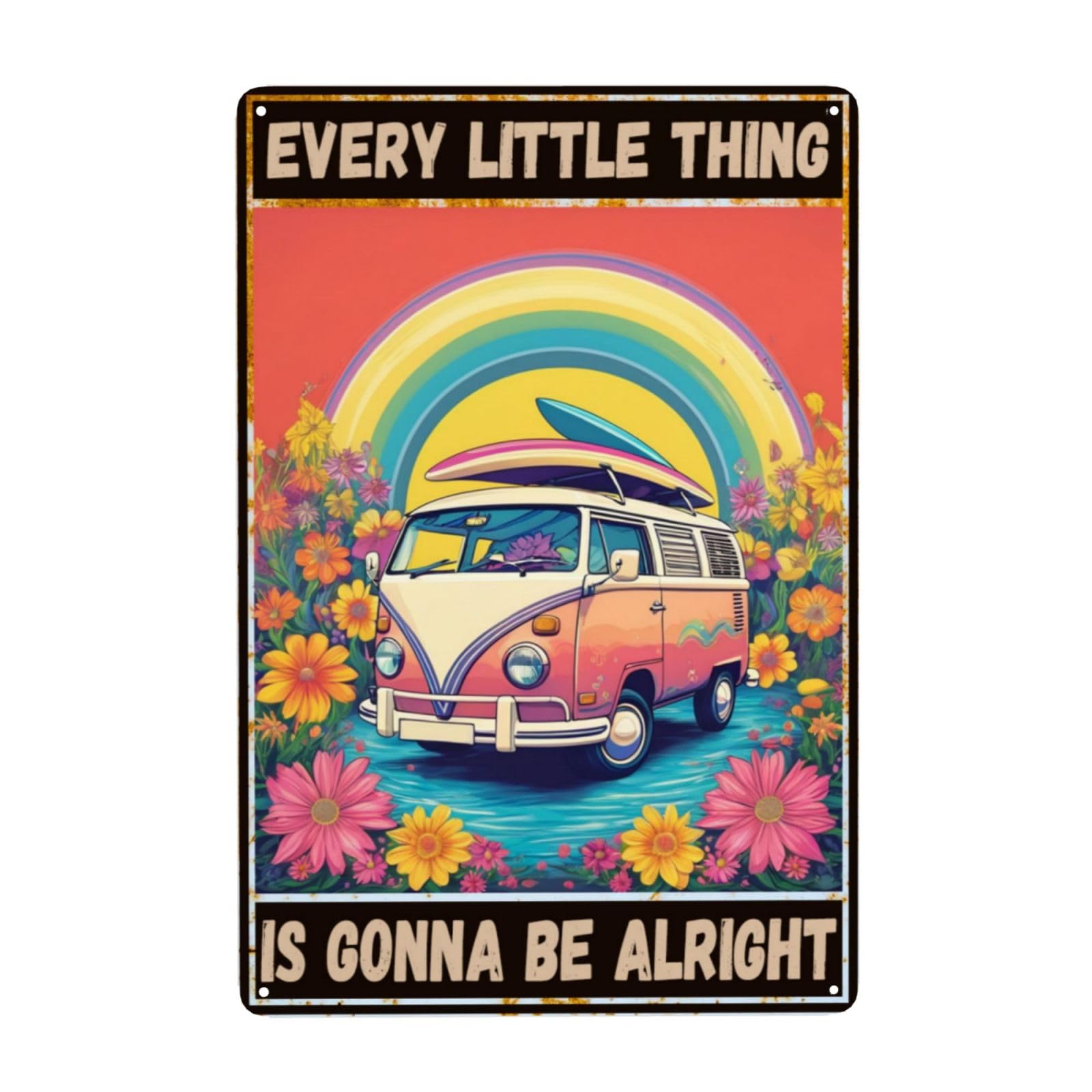 Every Little Thing is Gonna Be Alright Vintage Metal Tin Sign 8x12 Inch Home Kitchen Living Room Cafes Bedroom Wall Decor
