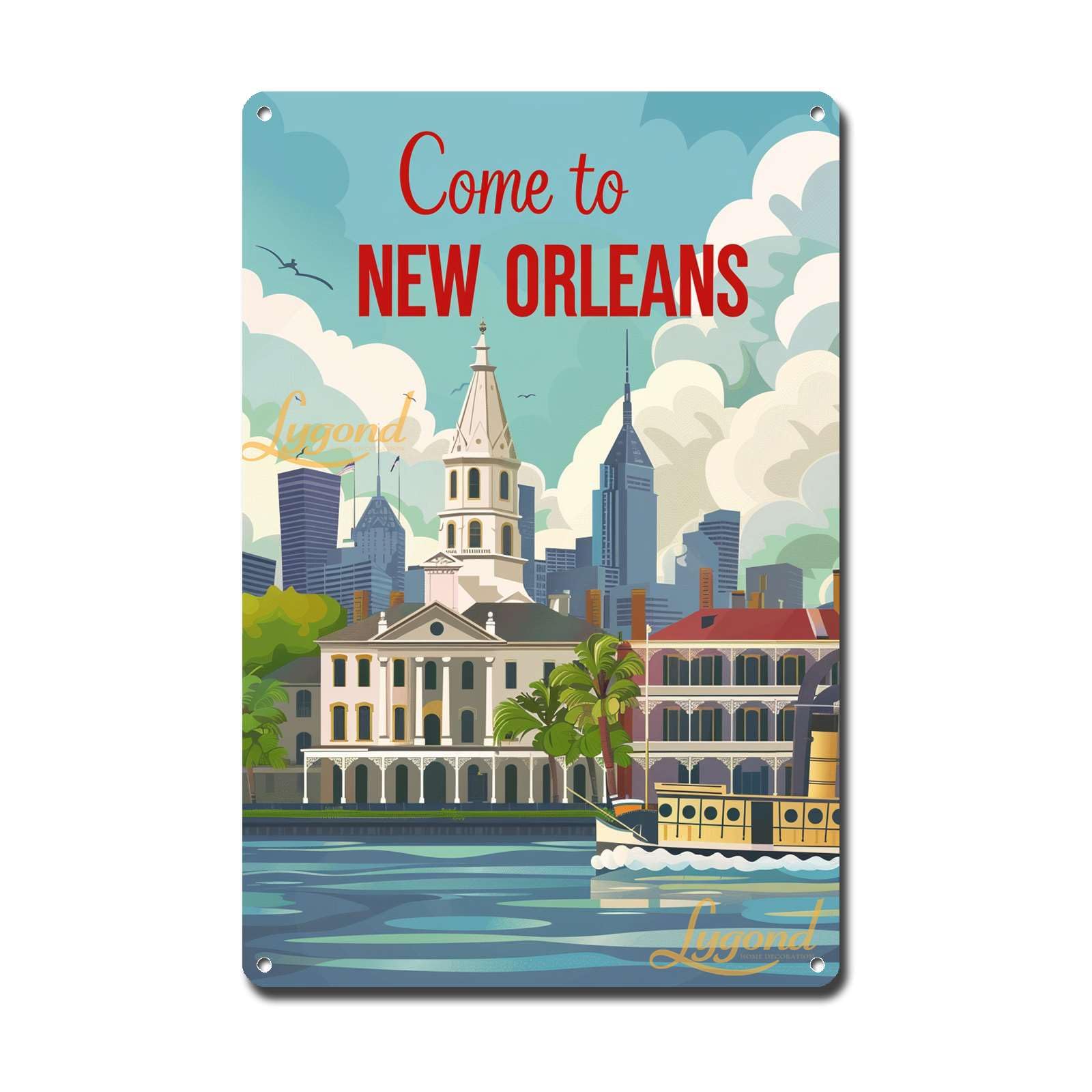 Lygond Metal Sign Tin Sign Vintage Wall Art Come to Chicago Travel Greenhouse Decor for Gift 8×12 Inches