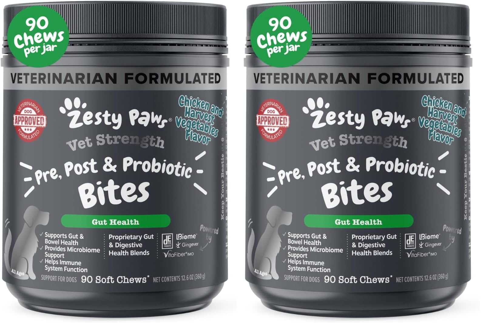 Zesty Paws Probiotics for Dogs - Digestive Enzymes for Gut Flora, Digestive Health, Diarrhea & Bowel Support - Clinically Studied DE111 - Dog Supplement Soft Chew for Pet Immune System - Pumpkin, 90ct