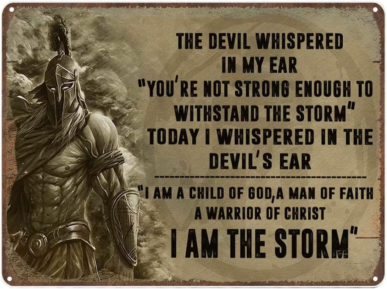 Vintage Tin Metal Poster Sign Spartan Code Poster I Am The Storm Retro Wall Art Decor Iron Painting for Home Kitchen Cafe Pub Sign 12x8 Inch Plaque