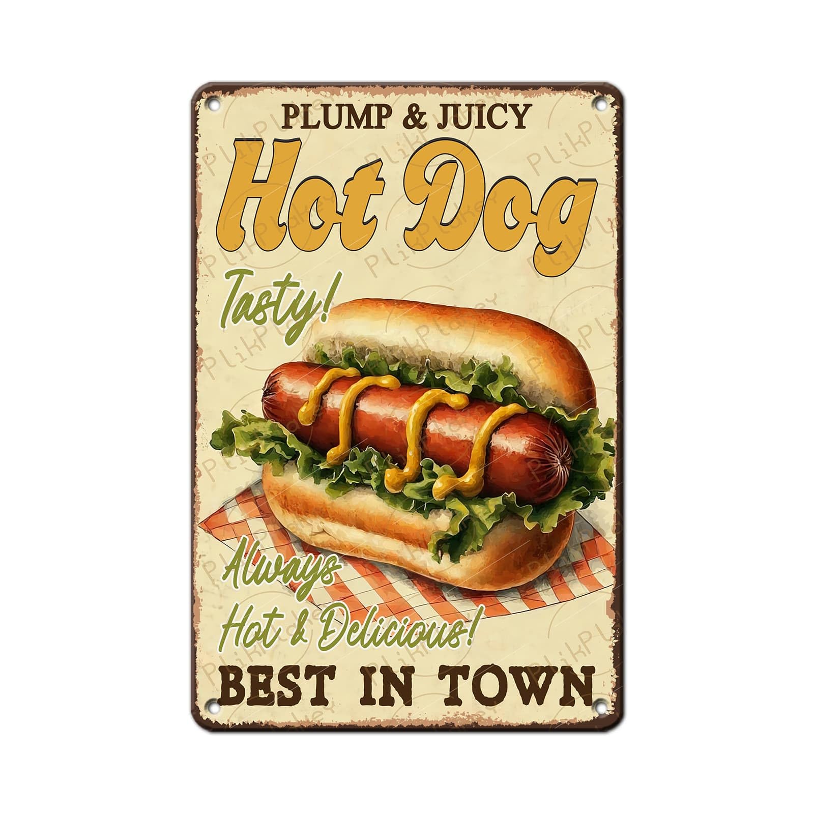 Best in Town Beef Hamburgers Retro Metal Tin Sign Vintage Wall Decor Bar Fast Food Shop Restaurant Kitchen Snack Truck Pub Coffee Home Poster 12x8 Inch